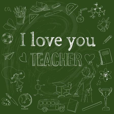 私はあなたに先生を愛して碑文と緑の黒板にイラストを描く学校手の設定 のイラスト素材 ベクタ Image 4045 私はあなたに先生を愛して碑文と緑の黒板にイラストを描く学校手の設定 のイラスト素材 ベクタ Image 4045