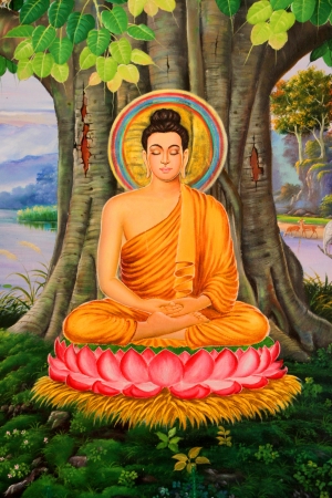 Buddha s biography painting on wall of temple wat pa samoson mahasarakham thailand