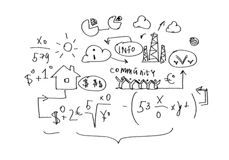 白の背景上のビジネス スケッチと背景画像 の写真素材 画像素材 Image