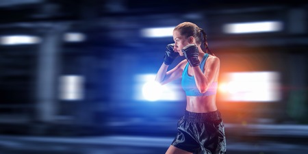 She is fighter. mixed media . mixed media Stock Photo