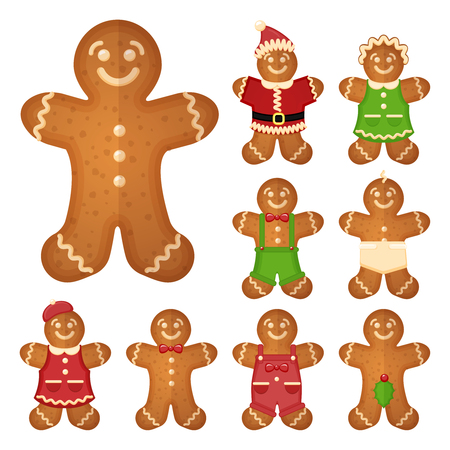 Gingerbread man. Christmas cookie holiday, sweet food, traditional biscuit, vector illustration - 45734676