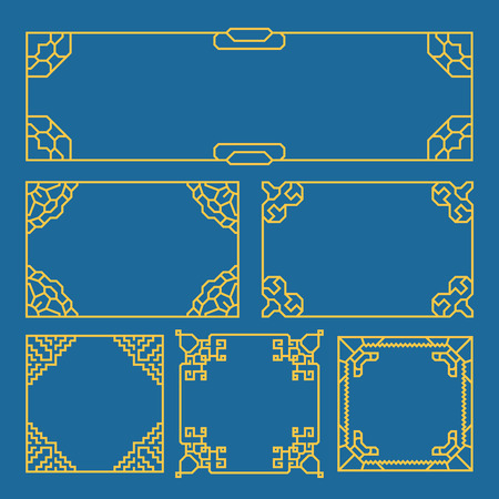 韓国 中国 日本のビンテージ フレーム 罫線 パターン ブラシです アジア スタイルのベクトルのセット フレームの境界線のパターン ブラシ ボーダー フレーム装飾 アジア枠フレーム Illlustrationのイラスト素材 ベクタ Image