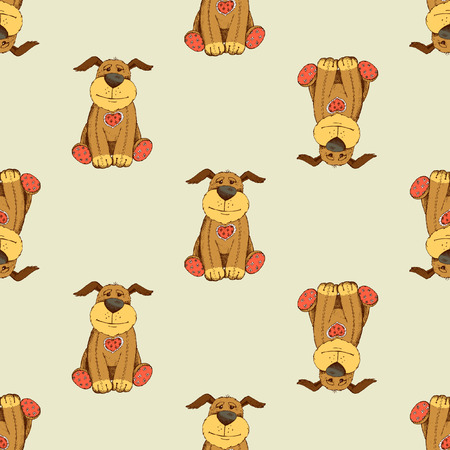 かわいい面白い犬のシームレスなパターン ベクトル イラスト 漫画の動物の犬 ペットの子犬と犬の背景 のイラスト素材 ベクタ Image