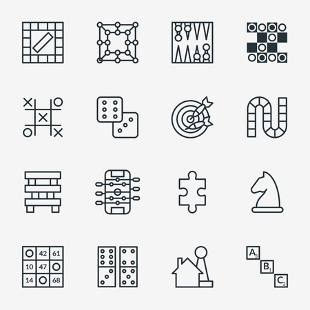 Board And Party Games Outline Icons Vector Set Of For Game Illustration Board And Party Games Outline Icons Vector Set Of For Game Illustration