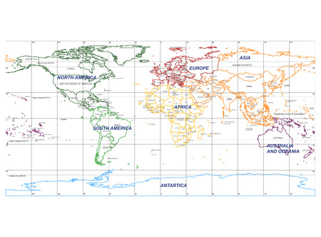 大陸と国の名前と詳細な世界地図 のイラスト素材 ベクタ Image 大陸と国の名前と詳細な世界地図 のイラスト素材 ベクタ Image