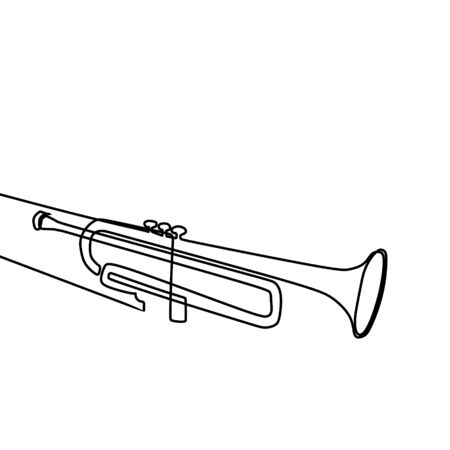 一本の線画。楽器のトランペット。のイラスト素材・ベクター