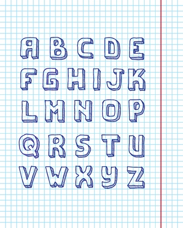 alphabet on lined paper