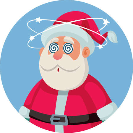 Dizzy Nauseated Santa Claus Vector Cartoon Illustration Vector Illustration