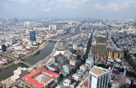 The landscape of Saigon: Nhìn từ trên không nhìn toàn cảnh của thành phố Hồ Chí Minh, Việt Nam nhìn từ phía nam huyện One.