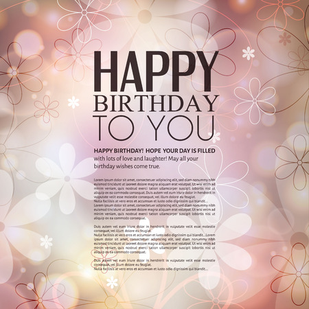 Birthday card with flowers on colorful background.