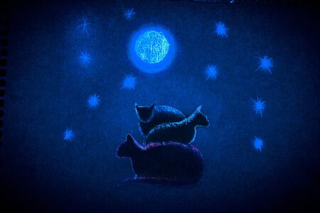 月を見つめ 木の上の猫の水彩画のイラスト の写真素材 画像素材 Image 月を見つめ 木の上の猫の水彩画のイラスト の写真素材 画像素材 Image