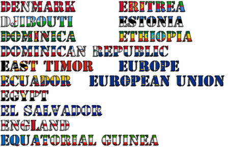 Nombres De Países En Colores De Banderas Nacionales Kit