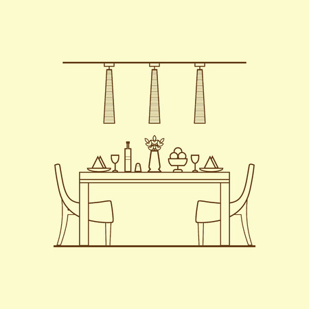 Dining Room Design Made Of Thin Line Concept With Utensils Dining Room Design Made Of Thin Line Concept With Utensils