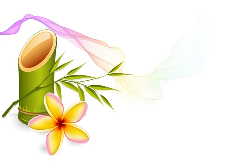aroma spa oil in bamboo tube and flower illustration