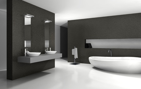 Bagno con design moderno e contemporaneo e mobili in bianco e nero ... Mobile bagno bianco e nero