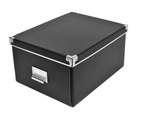 a black cardboard storage box with metal index card holder on a white background stock photo - Index Card Holder a black cardboard storage box with metal index card holder on a white background stock photo - Index Card Holder