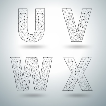mesh stylish alphabet letters numbers u v w x vector illustration letters and numbers templates