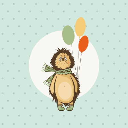 Carte Mignonne Avec Un Herisson Et Un Gateau Joyeux Anniversaire Clip Art Libres De Droits Vecteurs Et Illustration Image