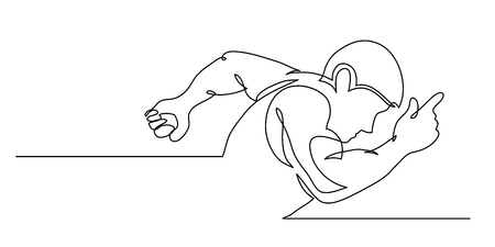 連続線画 イラストはアスリートを示しています 走ってる男スポーツ 陸上 競技 ベクトルイラストのイラスト素材 ベクタ Image