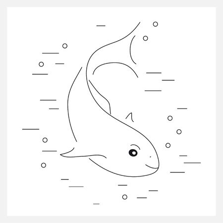 魚フラット アイコン 魚介類 水中を泳いでいる魚 魚と鎮デザイン 魚と線形ベクトル イラスト のイラスト素材 ベクタ Image