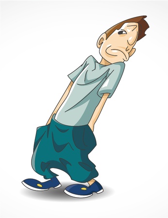 Cartoon young man unhappy Stock Photo