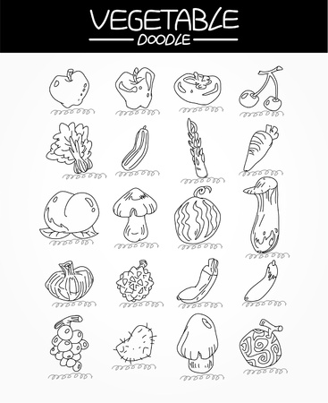 Durian: hand draw vegetable icons set