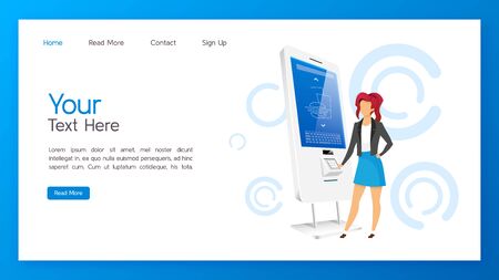 Self Order Kiosk Landing Page Vector Template Restaurant