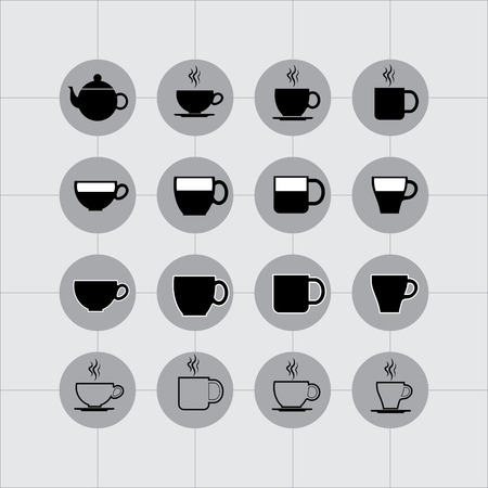 Coffee Cup Set Tea Vector Icon Illustration Coffee Cup Set Tea Vector Icon Illustration