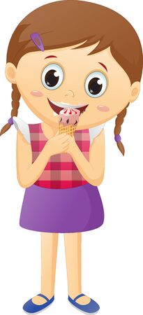 かわいい女の子がアイスクリームを食べることのベクトル イラストのイラスト素材 ベクタ Image かわいい女の子がアイスクリームを食べることのベクトル イラストのイラスト素材 ベクタ Image