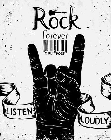 vintage rock festival poster flyer with rock and roll hand sign fondo rock flyers