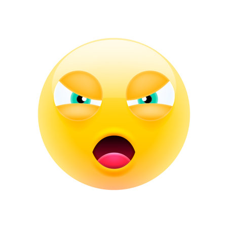 別の目と口を開けて抽象かわいいびっくり絵文字 絵文字シリーズを抽象化します ピンクの驚く顔文字顔 のイラスト素材 ベクタ Image