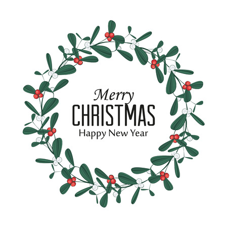 枝とヤドリギ クリスマス リースのベクター イラストです 幸せなクリスマスのグリーティング カード のイラスト素材 ベクタ Image 枝とヤドリギ クリスマス リースのベクター イラストです 幸せなクリスマスのグリーティング カード のイラスト素材 ベクタ Image