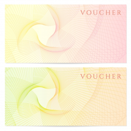 gift certificate voucher coupon template layout with guilloche