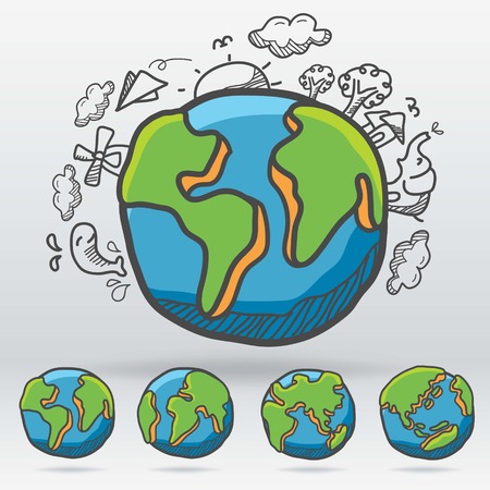 vector of earth drawing cartoon style suitable change side of