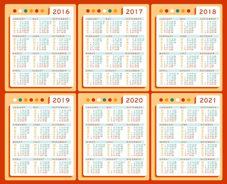 カレンダー 16年 17年 18年 19年 年 21 年 英語でカレンダーを設定します 今週は 月曜日を開始します 休日 はマークされません カレンダー セル 3 列と 4 行 O N ターコイズ水玉背景 のイラスト素材 ベクタ Image