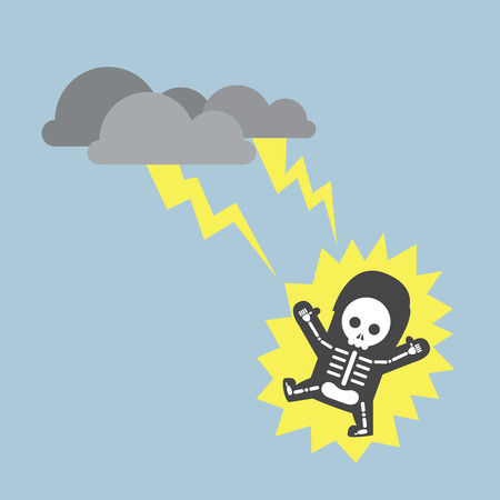 Businessman hit by lightning strike VECTOR EPS10 Illustration