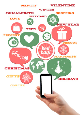 online winter holiday shopping or shop business template hand