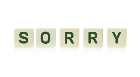 Word Sorry On Board Game Square Plastic Tile Pieces Isolated A White Background Word Sorry On Board Game Square Plastic Tile Pieces Isolated A White Background