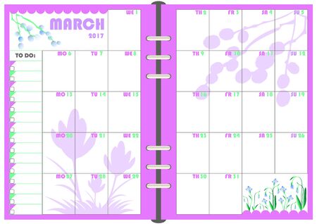 calendar daily planner template for monthly march 2017 note