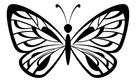butterfly: Bướm đơn sắc Đen tượng hình Biểu tượng Isolated trên nền trắng. Vector Hình minh hoạ