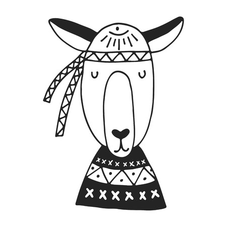 かわいい手は 北欧風のうさぎ保育園ポスターを描いた モノクロのベクター イラストです のイラスト素材 ベクタ Image