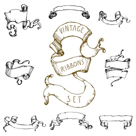 ビンテージの巻物のセットです 手描きのコレクションです のイラスト
