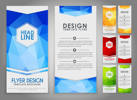 design brochures flyers with polygonal green background vector flyers brochure