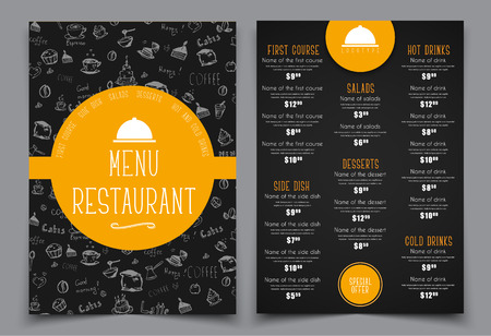 design a menu for a cafe or restaurant templates 2 a4 pages with drawings by
