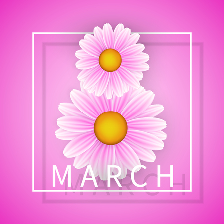 フレームの花と女性の日の背景 8 3月招待カードベクトルイラスト のイラスト素材 ベクタ Image