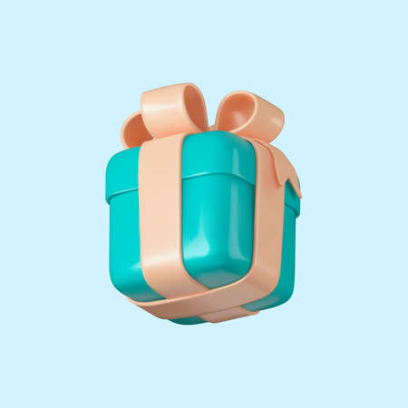 élément de conception de dessin animé réaliste de boîte-cadeau de vecteur 3d isolé. coffret surprise bleu isolé sur fond clair.