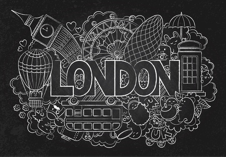 abstract background chalkboard with hand drawn text london hand