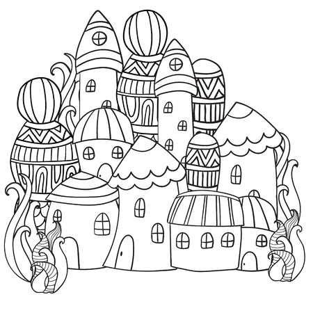 漫画草森のキノコの家 空にトンボ 塗り絵 のイラスト素材 ベクタ Image 漫画草森のキノコの家 空にトンボ 塗り絵 のイラスト素材 ベクタ Image