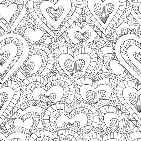 hand drawn seamless pattern of ornamental hearts in doodle zentangle style for adult coloring pages - Design Coloring Pages For Adults hand drawn seamless pattern of ornamental hearts in doodle zentangle style for adult coloring pages - Design Coloring Pages For Adults