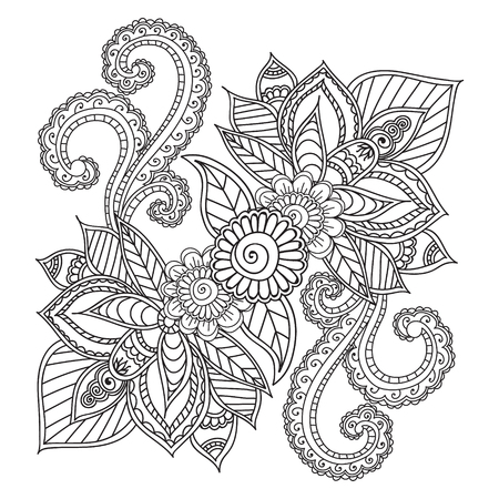 Coloring Pages For Adults Henna Mehndi Doodles Abstract Floral Paisley Design Elements Mandala